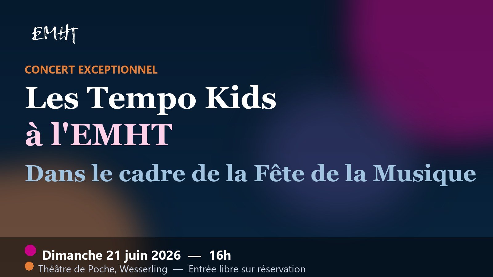Les Tempo Kids à l'EMHT — Dimanche 21 juin 2026 à 16h au Théâtre de Poche de Wesserling